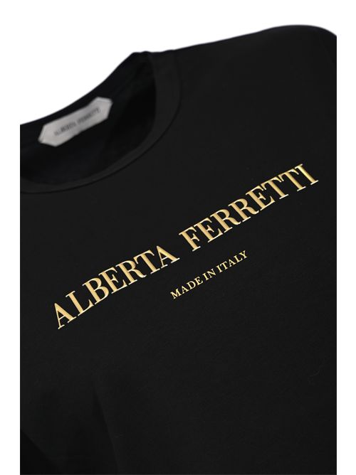 T-shirt in jersey di cotone con logo Nero ALBERTA FERRETTI | A0702 51950555